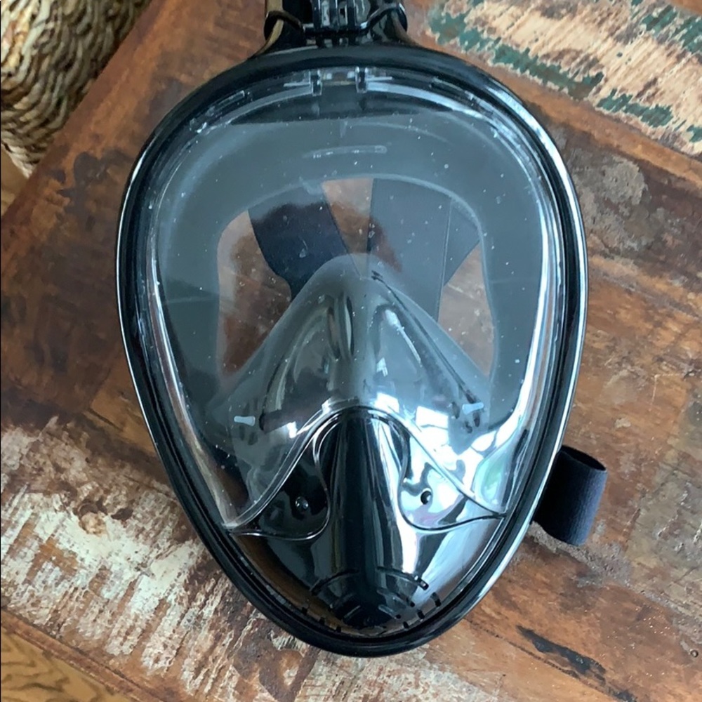 Full face scuba mask.